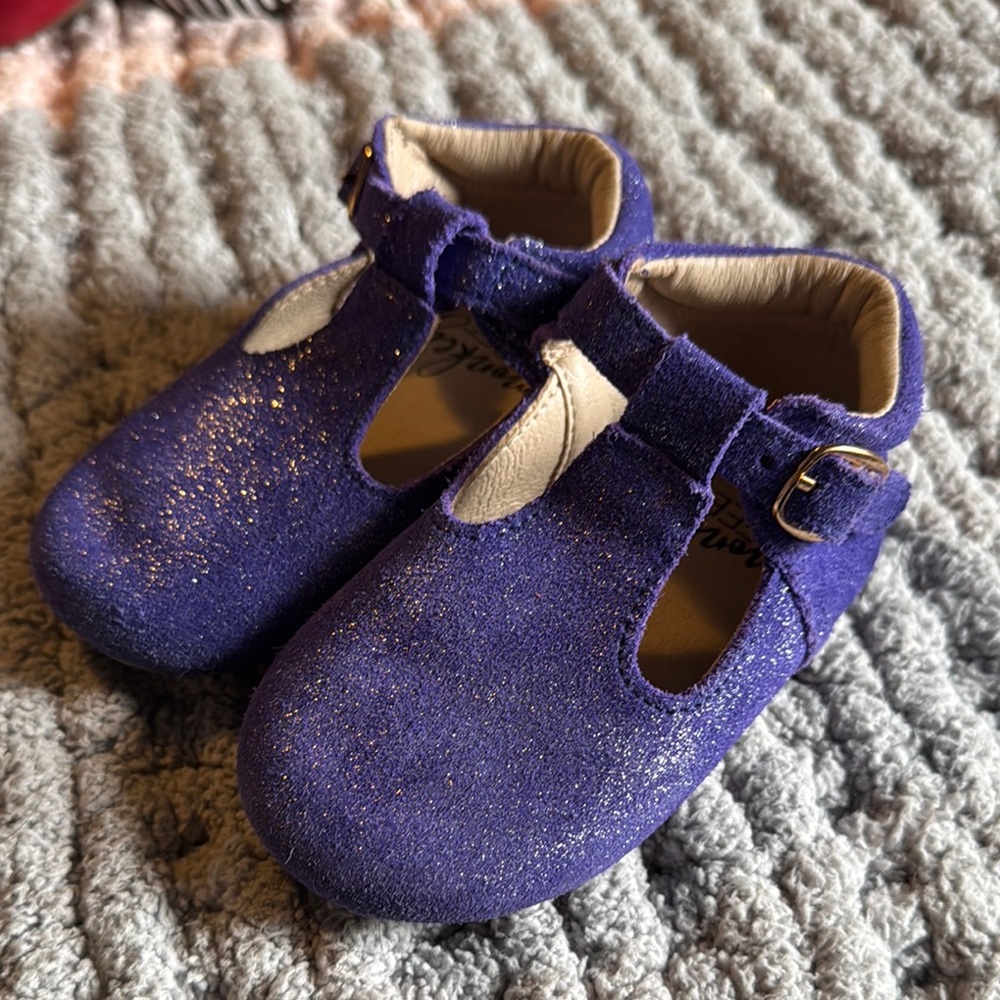 Monkey Feet dark Purple shimmer leather toddler Shoes